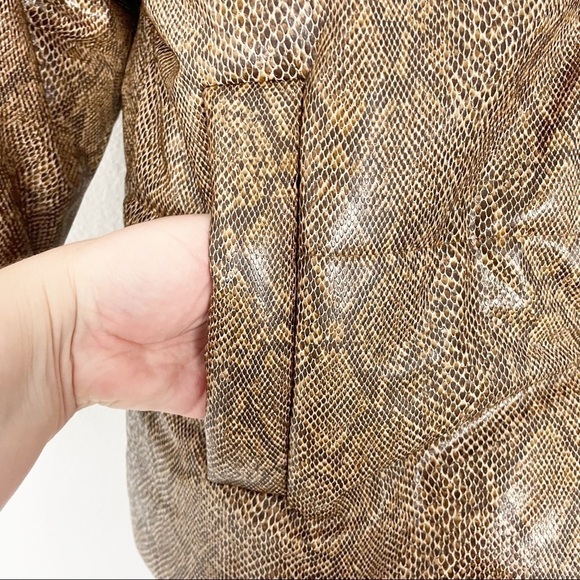 Nanushka Hide Vegan Leather Oversized Snake Print Puffer Jacket Small Tan Winter - Picture 6 of 8